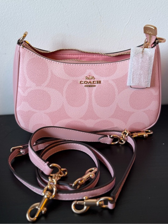 Coach Handbags - Coach Pink Signature Convertible Crossbody Bag with Gold Hardware